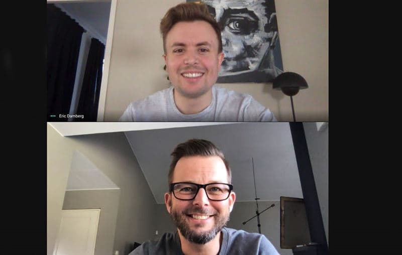 Eric Damberg, affärsutvecklare och Jesper Svensson, utvecklingschef Fortnox, på Hangout-möte